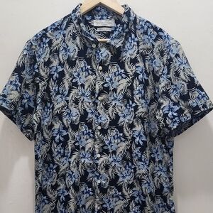 Nickel & Iron Men's Hawaiian  Shirt Size Xl 100% Cotton Blue Floral Print